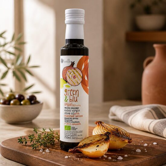 Augstākā labuma neapstrādāta olīveļļa ar GRAUZDĒTIEM SĪPOLIEM (250ml)