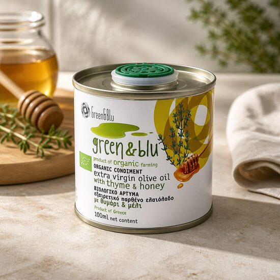 Augstākā labuma neapstrādāta olīveļļa ar TIMIĀNU un MEDU (100ml)
