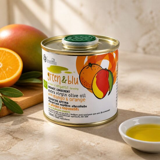 Augstākā labuma neapstrādāta olīveļļa ar MANGO un APELSĪNIEM (100ml)