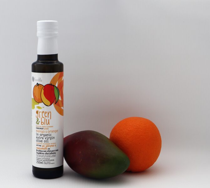 Augstākā labuma neapstrādāta olīveļļa ar MANGO un APELSĪNIEM (250ml)